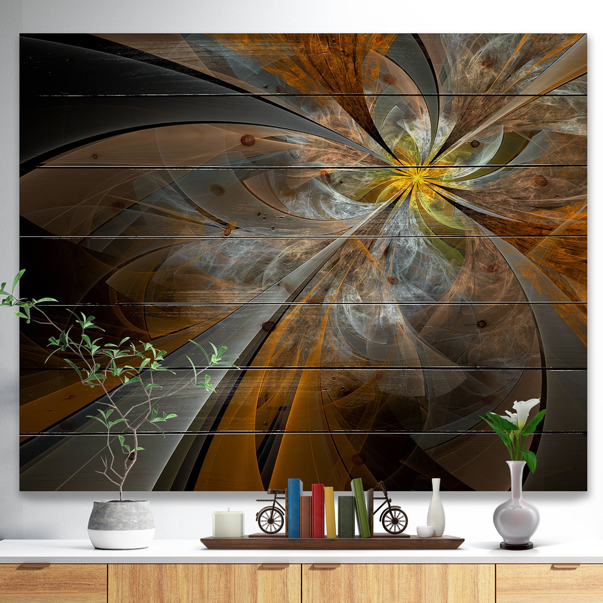 Designart - Symmetrical Yellow Fractal Flower